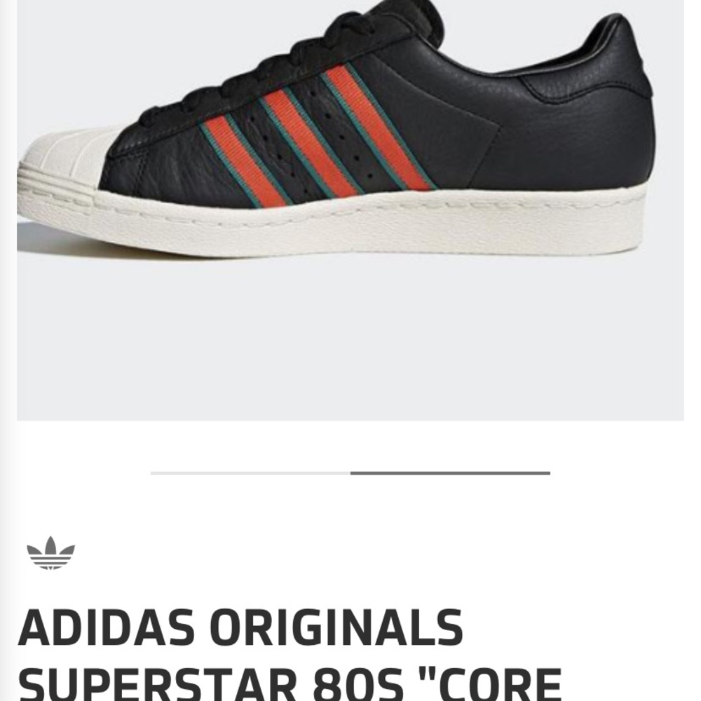 Adidas Originals Superstar 80s Black with Red and Green Stripes